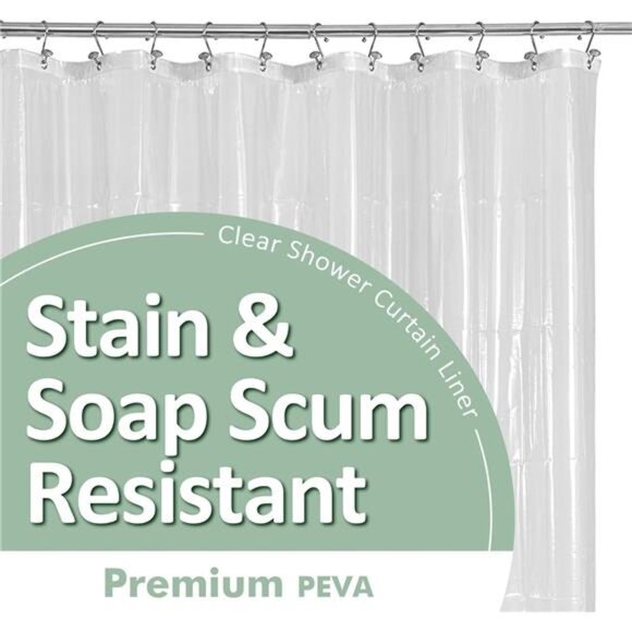 Clear Shower Curtain Liner Waterproof PEVA Bathroom Curtain Rustproof Grommets - Picture 1 of 8